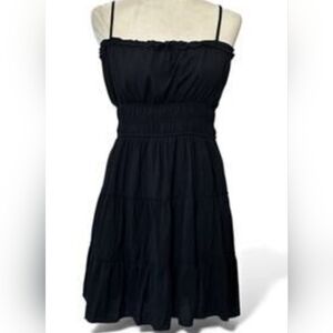 Trixxi Black Ruffle Mini Dress Sz M Tiered Y2K Dark Romantic Spaghetti Straps